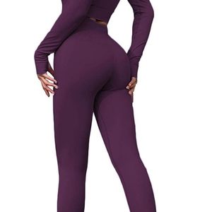 Dark purple (almost burgundy) large workout set